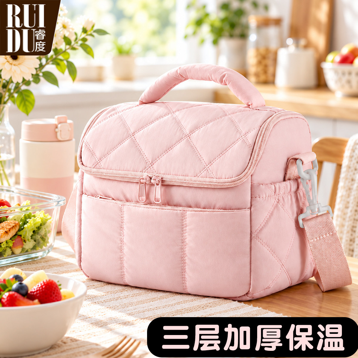 高颜值饭盒保温包手提袋子加厚防水便当包学生大容量铝箔上班带饭