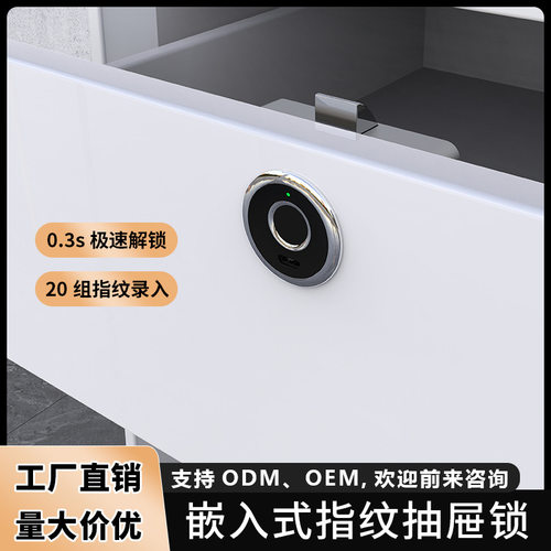 指纹抽屉锁柜门锁锁具嵌入式鞋柜