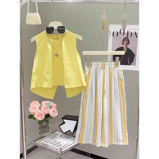2026新款 夏季 套装 女孩背心两件套洋气 夏装 薄款 儿童时尚 女童阔腿裤