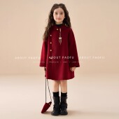 中大童定制两面两穿2025新年大吉双面羊毛女童毛呢外套呢子大衣