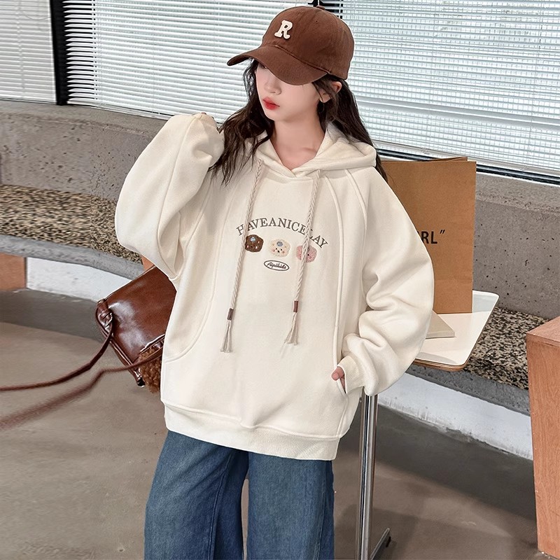 女童卫衣春秋装2025新款中大童网红炸街连帽上衣儿童13岁女孩外套