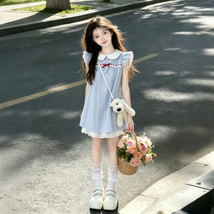 女童2026新款裙子夏季女孩超好看韩系格子裙儿童巨好看夏裙连衣裙
