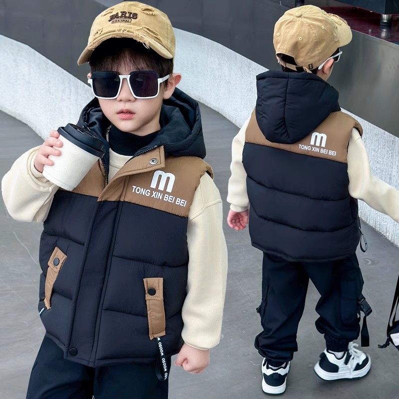 男童马甲秋冬棉服外套新款洋气小男孩宝宝加厚羽绒棉背心儿童冬装