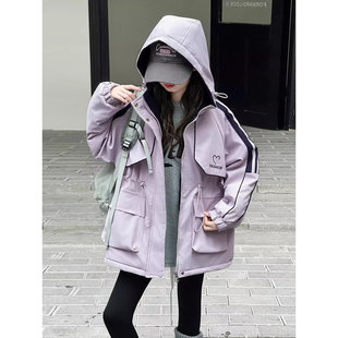 女童冲锋衣外套夹棉加厚秋冬2025新款儿童初冬深秋女大童二棉棉服