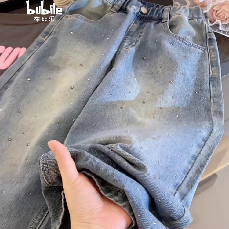 女童加绒裤子秋冬2025新款儿童加厚一体绒牛仔裤女大童外穿长裤冬