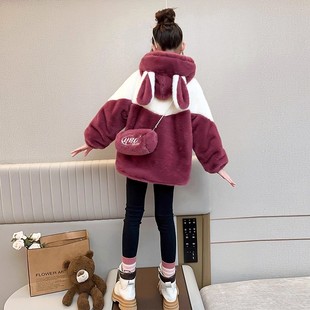 女童外套秋冬款2025新款加绒毛毛衣儿童冬季女孩大童加厚毛绒