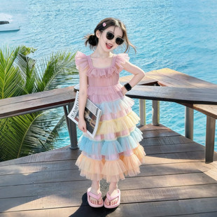 女大童连衣裙夏2026新款女孩夏天洋气多巴胺连衣裙儿童夏季蛋糕裙