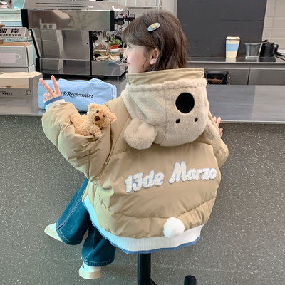 女童棉服冬装外套2025新款洋气大童时髦冬季羽绒棉袄儿童连帽棉衣