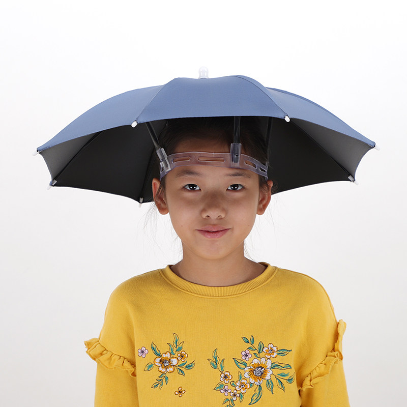 新款头戴钓鱼伞帽户外成人儿童帽伞遮阳头伞采茶环卫迷你轻便斗笠