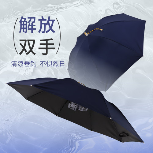 伞帽头戴式钓鱼遮阳伞防晒户外采茶雨伞帽大号帽子伞斗笠便携折叠