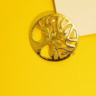新款金色镂空圆形简约树系生命之树胸针个性别针韩版