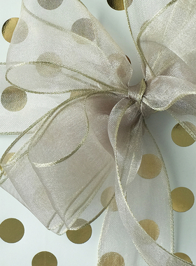 韩国金边纱带金色灰色亮光泽花艺礼盒包装带丝带礼品蝴蝶结缎带