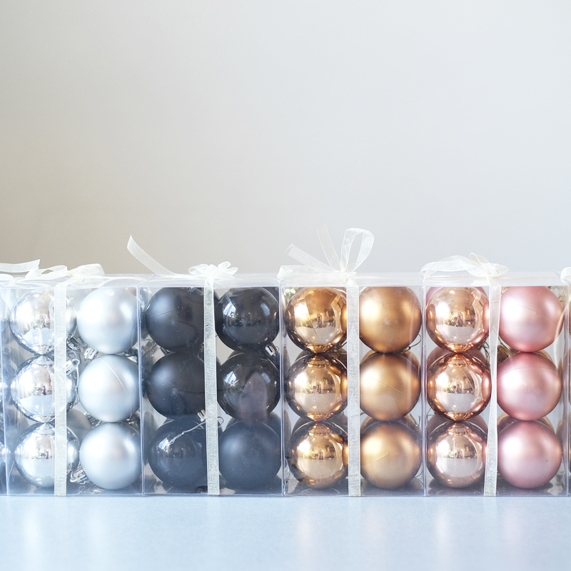 北欧亚光亮光咖色黑色银色金色圣诞球6CM8厘米圣诞装饰圣诞树挂件