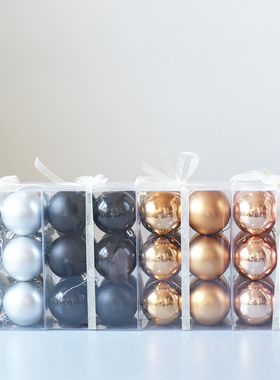 北欧亚光亮光咖色黑色银色金色圣诞球6CM8厘米圣诞装饰圣诞树挂件