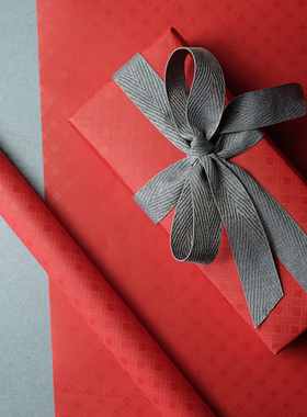 红色礼品包装纸格纹中国红特种纸喜庆老师礼物盒纸生日婚礼庆典