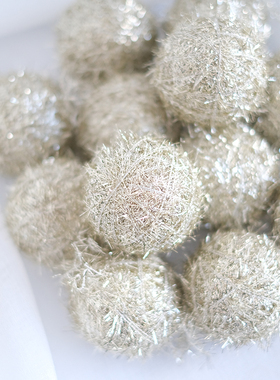 亮丝金色银色红色个性圣诞球6厘米圣诞树创意装饰挂件花环花盒DIY