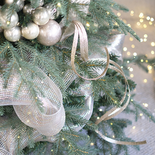 DESIGN创意波浪垂挂圣诞树插枝花艺设计DIY材料闪香槟闪银配饰