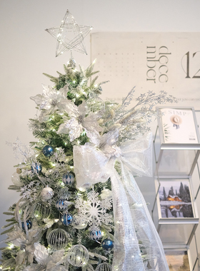 BG创意2025新款银雪蓝星圣诞树装饰套餐2米1圣诞配饰1米8圣诞DIY