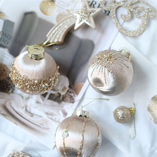 8CM布面圣诞球圣诞装 饰品锦缎珠光华丽圣诞挂件BGDESIGN质感外贸