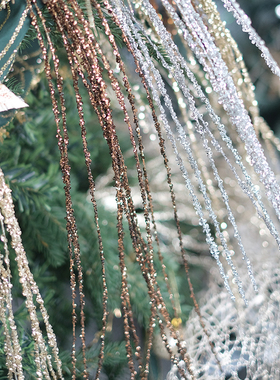 BG design圣诞新年闪粉亮片插枝创意花艺装饰配件银色香槟色咖色