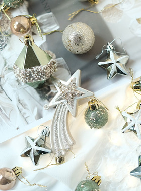 8CM6CM3CM圣诞球绿色香槟色装饰品merrychristmas星星流星钻石