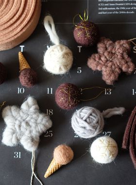 韩版外贸羊毛毡DIY材料咖色灰色系圣诞树配饰挂件圣诞花环装饰