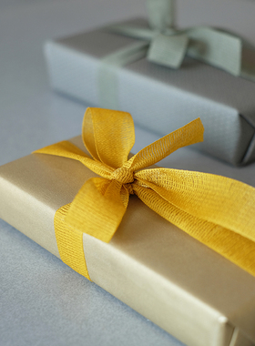 BG韩国透气丝麻织带姜黄色灰军绿色清凉夏天七夕节日礼物包装丝带