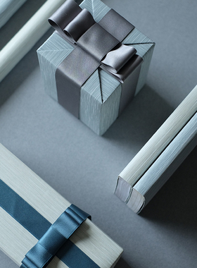 INS风米白色冷灰色纹理包装纸莫兰迪色银色条纹商务礼品纸特种纸