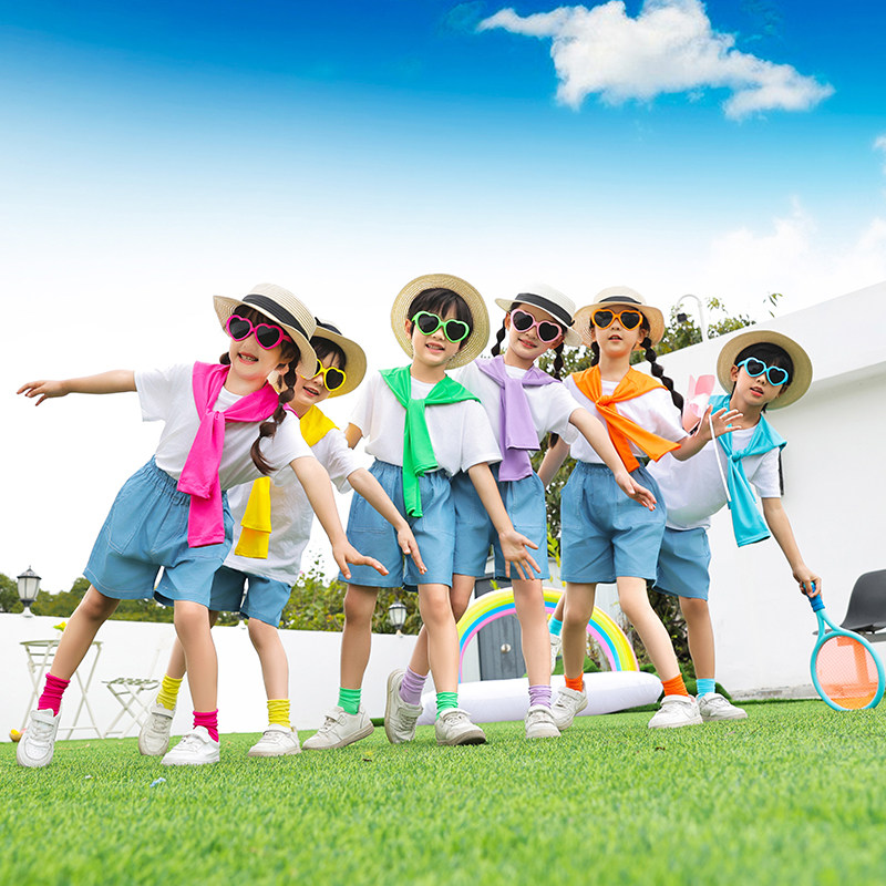 六一儿童节演出服装幼儿园毕业照糖果色披肩新款小学生啦啦队表演