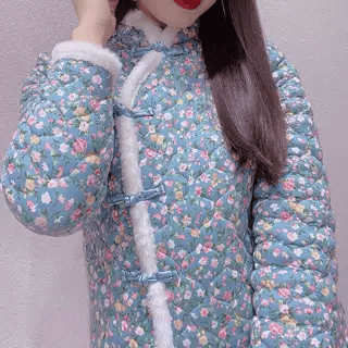 2024最新款加绒花棉袄秋冬季女士盘扣棉服中国风宽松长袖大花袄女