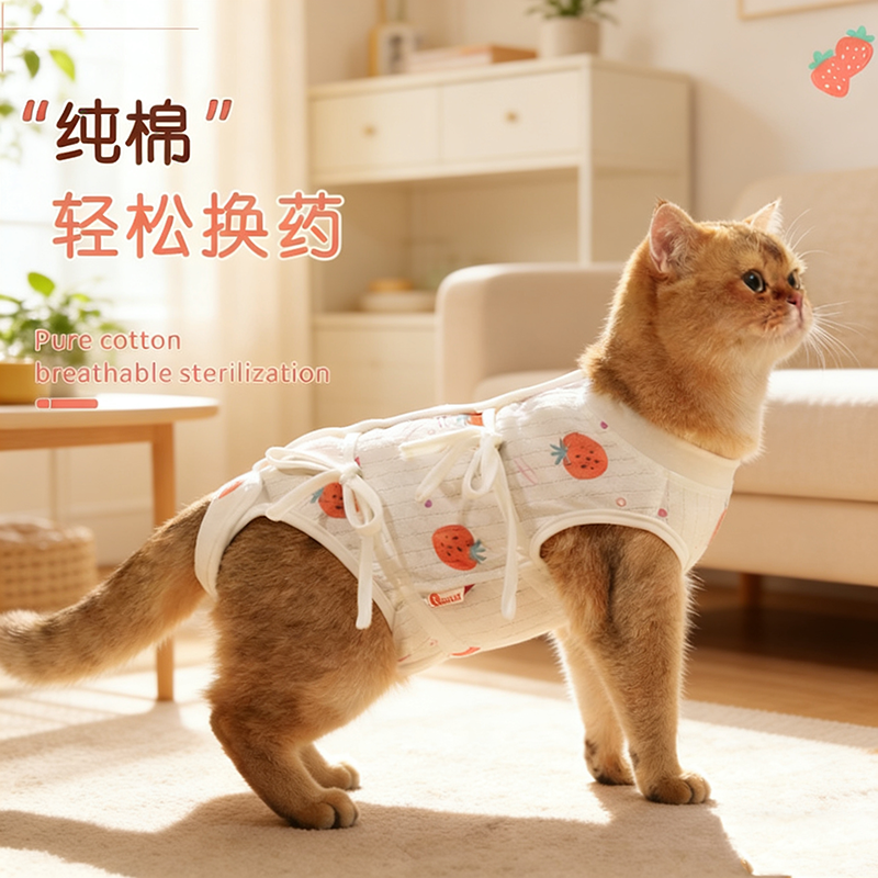 猫咪绝育服纯棉绑带母猫断奶猫猫防舔手术衣母狗公猫术后宠物衣服
