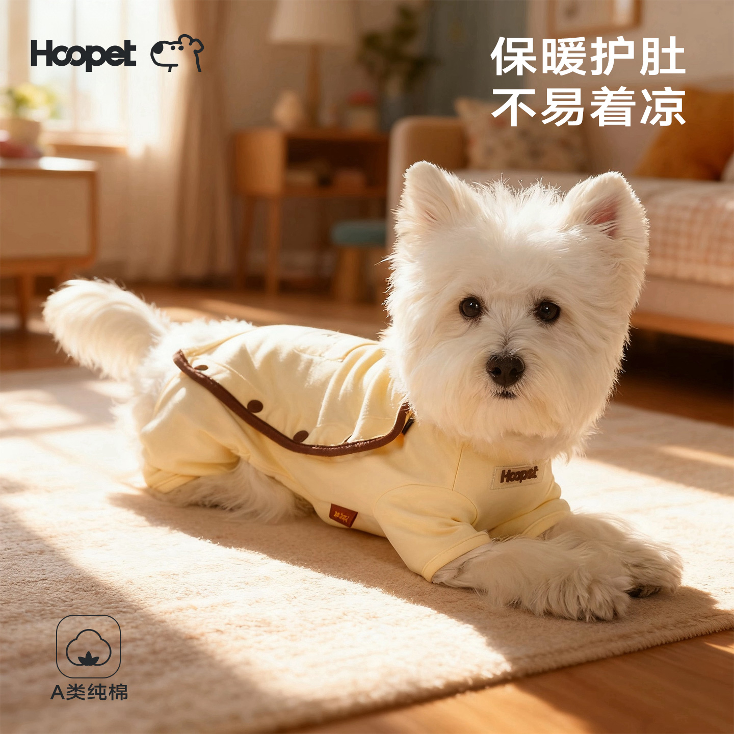 Hoopet护肚衣秋冬薄款防掉毛比熊泰迪小型犬宠物小狗睡衣狗狗衣服