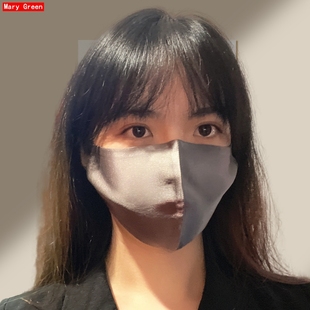 纯色19姆真丝口罩桑蚕丝面罩男女防晒易呼吸敏感肌肤可用插片清洗