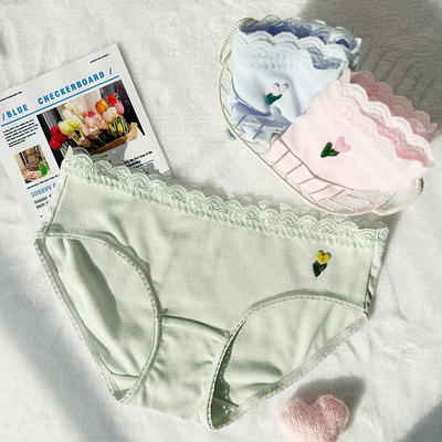 全店任选【128元5条】68内裤女低腰刺绣纯棉裆三角裤7A抑菌柔软