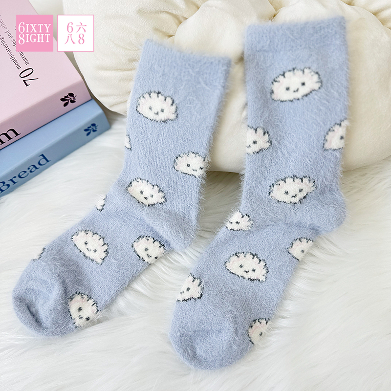 全店袜子【3双任选】68简约提花中筒袜舒适百搭柔软袜子时尚