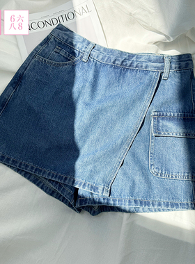 6IXTY8IGHT 高腰牛仔裙裤女秋季显瘦A字短裤裙