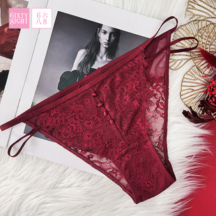 【128元5条】68内裤女低腰性感睫毛蕾丝三角裤7A抑菌纯棉裆