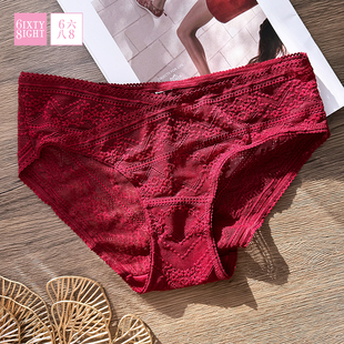 6IXTY8IGHT 68内裤女性感蕾丝低腰纯棉裆7A抑菌三角裤时尚