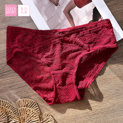 6IXTY8IGHT 68内裤女性感蕾丝低腰纯棉裆7A抑菌三角裤时尚