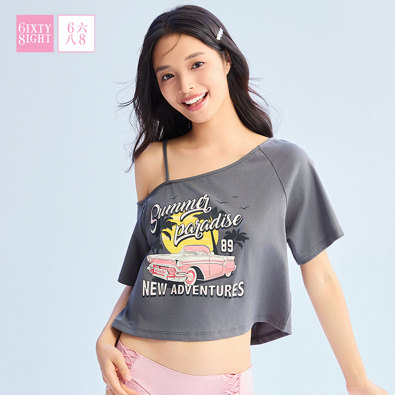 68女装露肩辣妹短袖T恤上衣