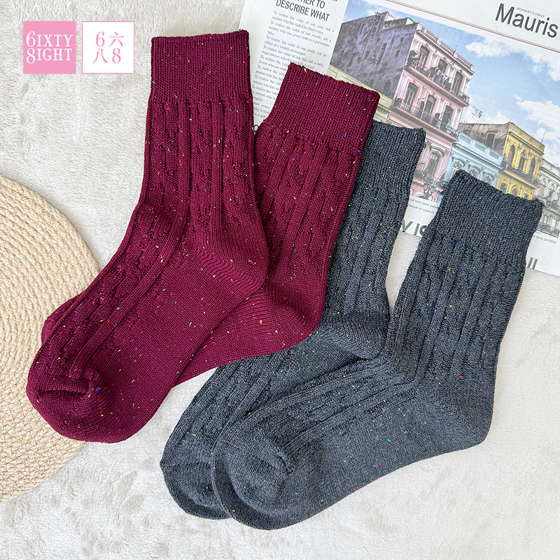 全店袜子【3双任选】68简约纯色中筒袜舒适百搭柔软袜子时尚