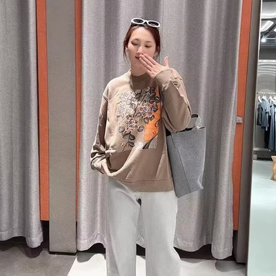 现货专柜品质 25秋新品宽松套头印花卫衣女慵懒极简