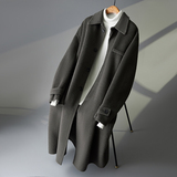男士休闲毛呢外套简约翻领长款呢子风衣外套钱塘6016-005p560，男装风衣，钱塘大厦6016