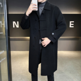 新中式风毛呢大衣盘口中长款羊毛冬装外套6016-8505P435控899，男装毛呢大衣，钱塘大厦6016