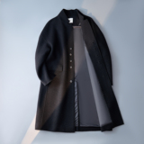 休闲毛呢外套英伦风小立领长款毛边呢子风衣钱塘6016-065p438，男装风衣，钱塘大厦6016