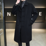 新中式风毛呢大衣盘口中长款羊毛冬装外套6016-8505P435控899，男装毛呢大衣，钱塘大厦6016