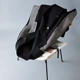 格子拼接休闲毛呢外套简约西装领长款呢子风衣外套6016-863p480，男装西服套装，钱塘大厦6016