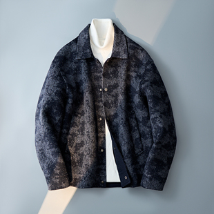 5816P268控588 外套6016 迷彩兰翻领羊毛夹克 男休闲呢子冬装