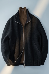 下摆松紧收口 翻领毛呢夹克男羊毛颗粒外套  6016-5802P3348控688图片