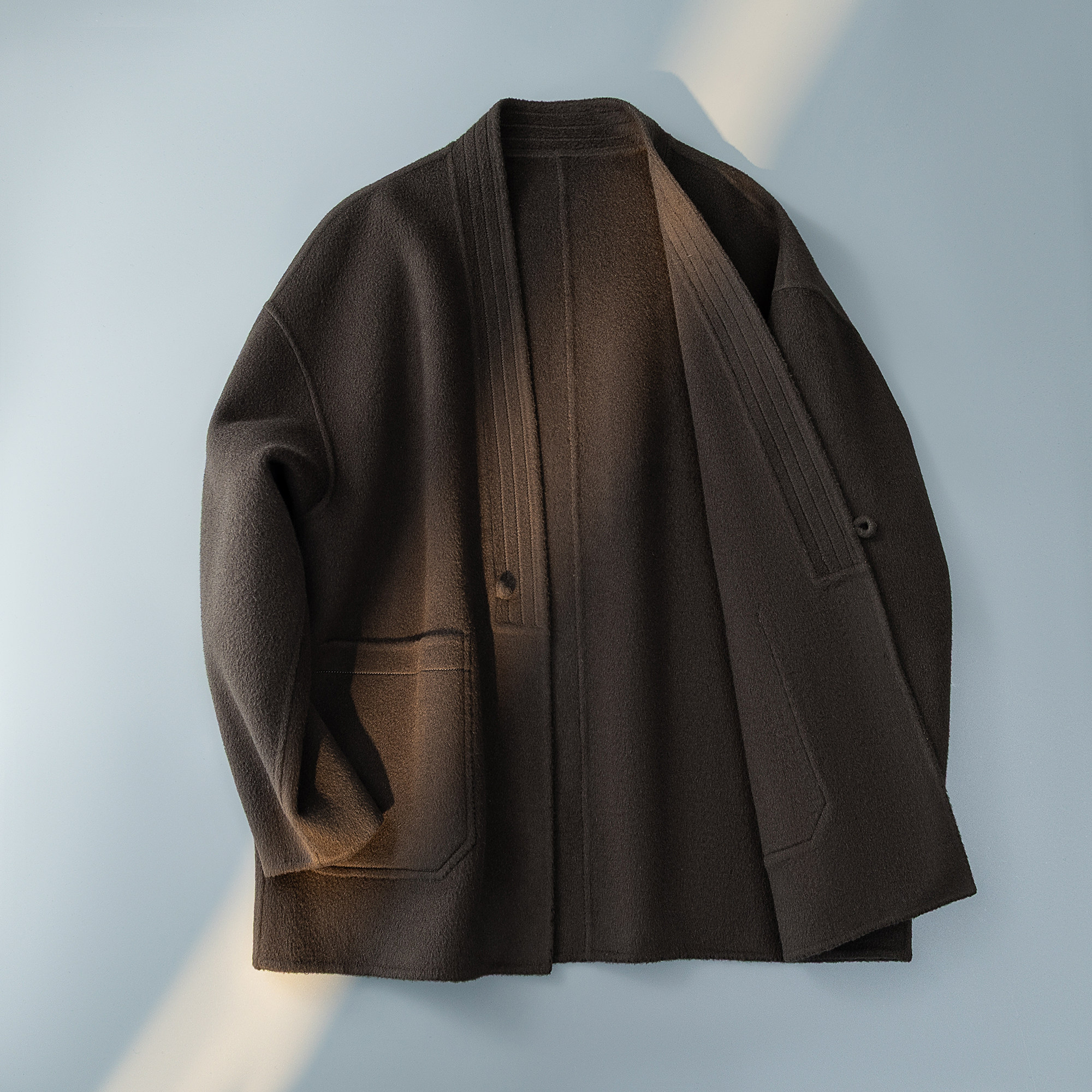 新中式风茶服毛呢大衣盘口羊毛冬装外套6016-8506P325控688,男装毛呢大衣,钱塘大厦6016